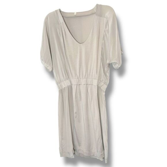 J. Crew Women’s Hideaway Gray Dress Silk Panel Short Sleeve Scoopneck Size Small - Picture 3 of 9